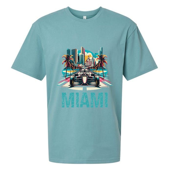 Formula Miami City Racing Circuit Car Map G.R.A.N.D P.R.I.X Race Sueded Cloud Jersey T-Shirt