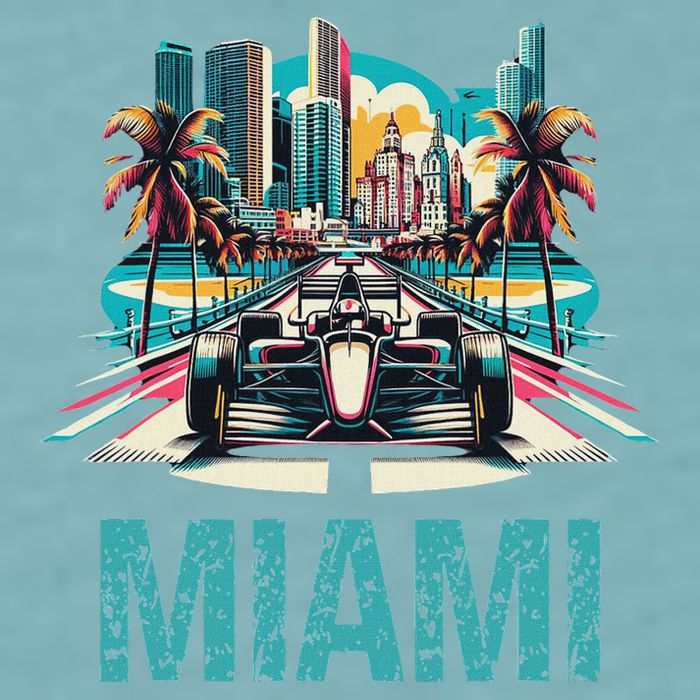 Formula Miami City Racing Circuit Car Map G.R.A.N.D P.R.I.X Race Sueded Cloud Jersey T-Shirt