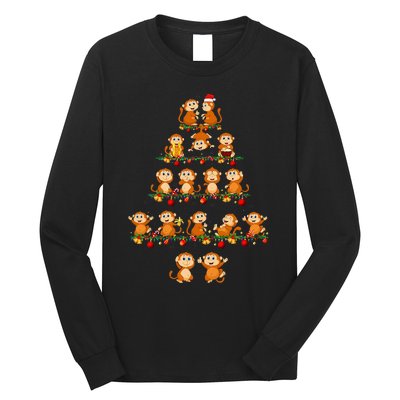 Festive Monkey Christmas Pajama Sets Long Sleeve Shirt