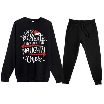 Funny Merry Christmas Dear Santa They Are Naughty Ones Premium Crewneck Sweatsuit Set