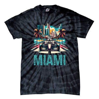 Formula Miami City Racing Circuit Car Map Grand Prix Race Tie-Dye T-Shirt