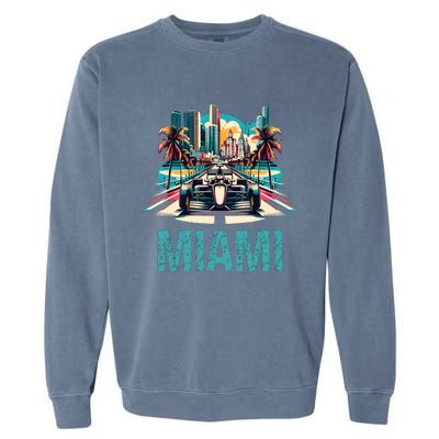 Formula Miami City Racing Circuit Car Map Grand Prix Race Garment-Dyed Sweatshirt