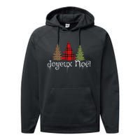 French Merry Christmas Joyeux NoëL Xmas Trees Performance Fleece Hoodie