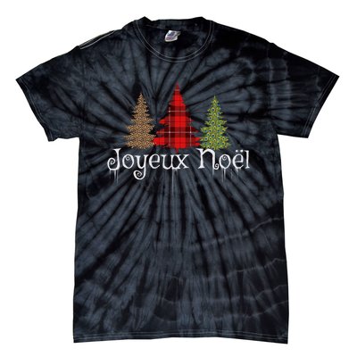 French Merry Christmas Joyeux NoëL Xmas Trees Tie-Dye T-Shirt