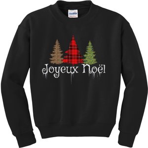 French Merry Christmas Joyeux NoëL Xmas Trees Kids Sweatshirt