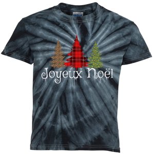 French Merry Christmas Joyeux NoëL Xmas Trees Kids Tie-Dye T-Shirt