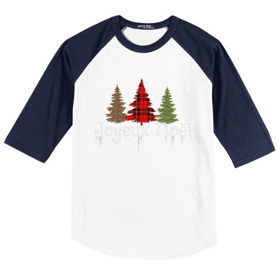 French Merry Christmas Joyeux NoëL Xmas Trees Baseball Sleeve Shirt