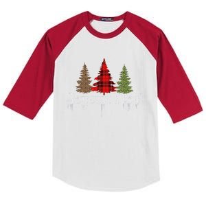 French Merry Christmas Joyeux NoëL Xmas Trees Kids Colorblock Raglan Jersey