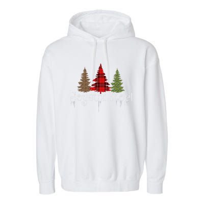 French Merry Christmas Joyeux NoëL Xmas Trees Garment-Dyed Fleece Hoodie