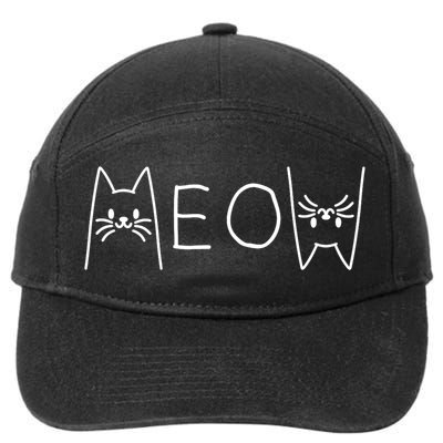 Funny Meow Cat Meow Kitty Cats Meow 7-Panel Snapback Hat