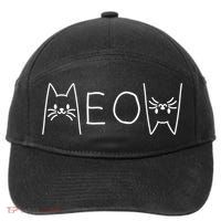 Funny Meow Cat Meow Kitty Cats Meow 7-Panel Snapback Hat