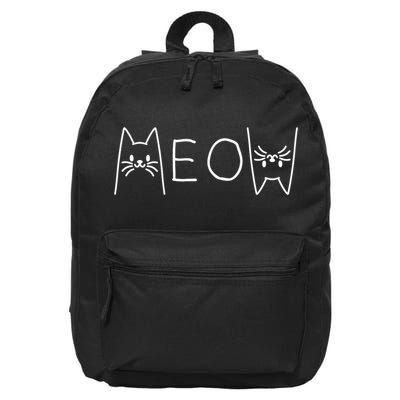 Funny Meow Cat Meow Kitty Cats Meow 16 in Basic Backpack