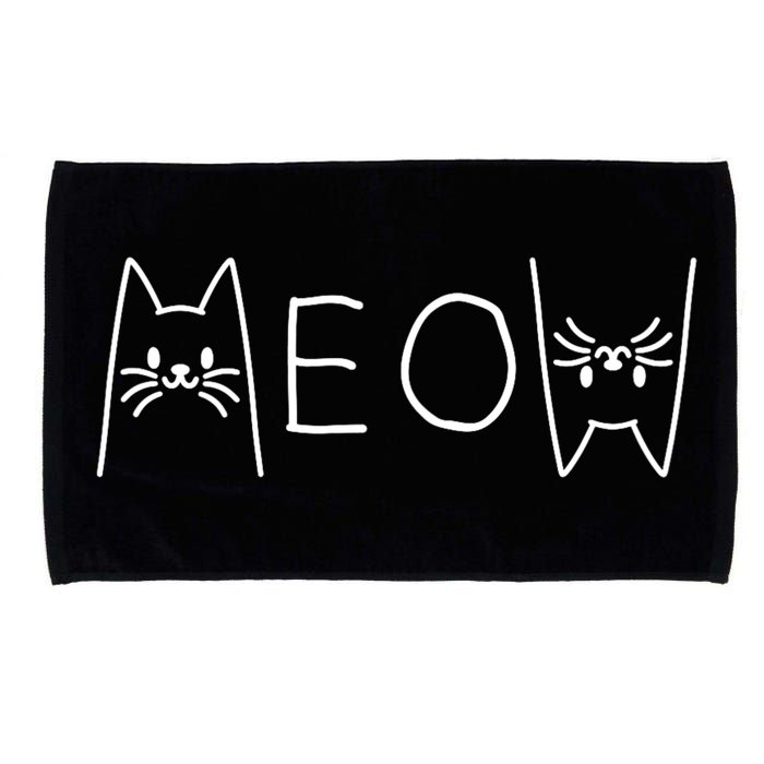 Funny Meow Cat Meow Kitty Cats Meow Microfiber Hand Towel