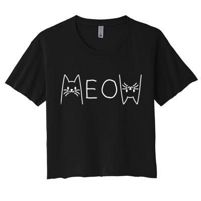 Funny Meow Cat Meow Kitty Cats Meow Crop Top