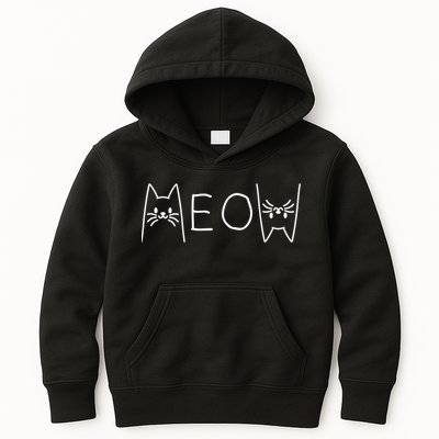 Funny Meow Cat Meow Kitty Cats Meow Kids Hoodie