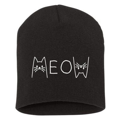 Funny Meow Cat Meow Kitty Cats Meow Short Acrylic Beanie