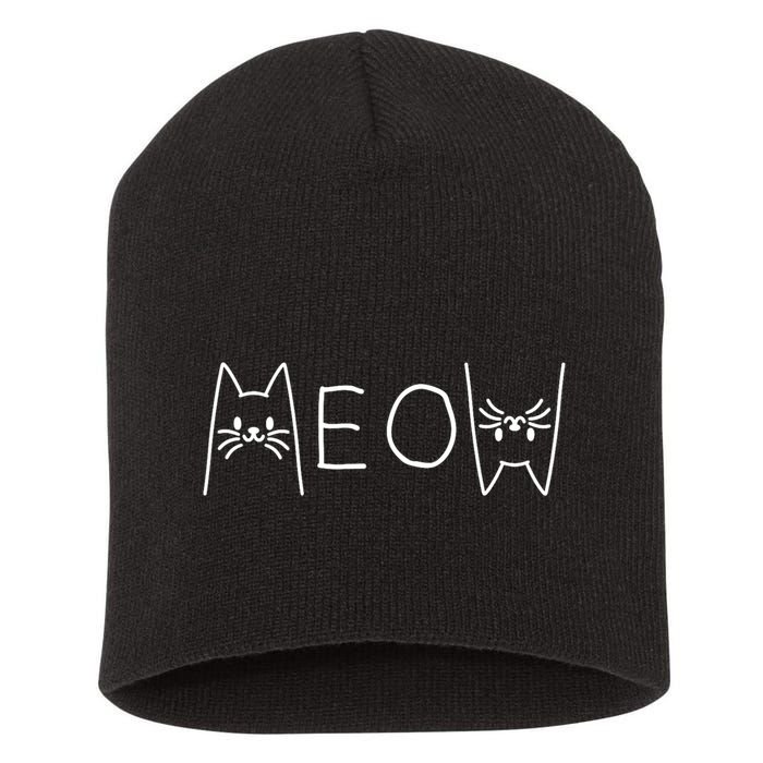 Funny Meow Cat Meow Kitty Cats Meow Short Acrylic Beanie