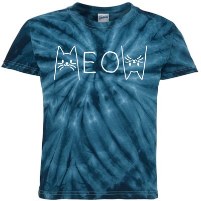 Funny Meow Cat Meow Kitty Cats Meow Kids Tie-Dye T-Shirt