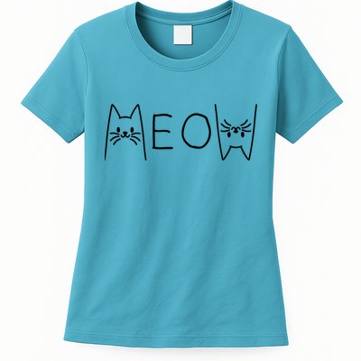 Funny Meow Cat Meow Kitty Cats Meow Womens T-Shirt