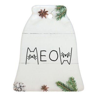 Funny Meow Cat Meow Kitty Cats Meow Ceramic Bell Ornament