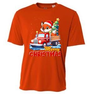 Fox Merry Christmas Tree Lights Truck Ugly Xmas Cool Gift Cooling Performance Crew T-Shirt