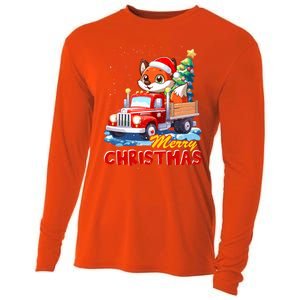 Fox Merry Christmas Tree Lights Truck Ugly Xmas Cool Gift Cooling Performance Long Sleeve Crew