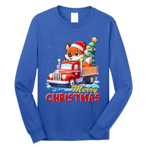 Fox Merry Christmas Tree Lights Truck Ugly Xmas Cool Gift Long Sleeve Shirt