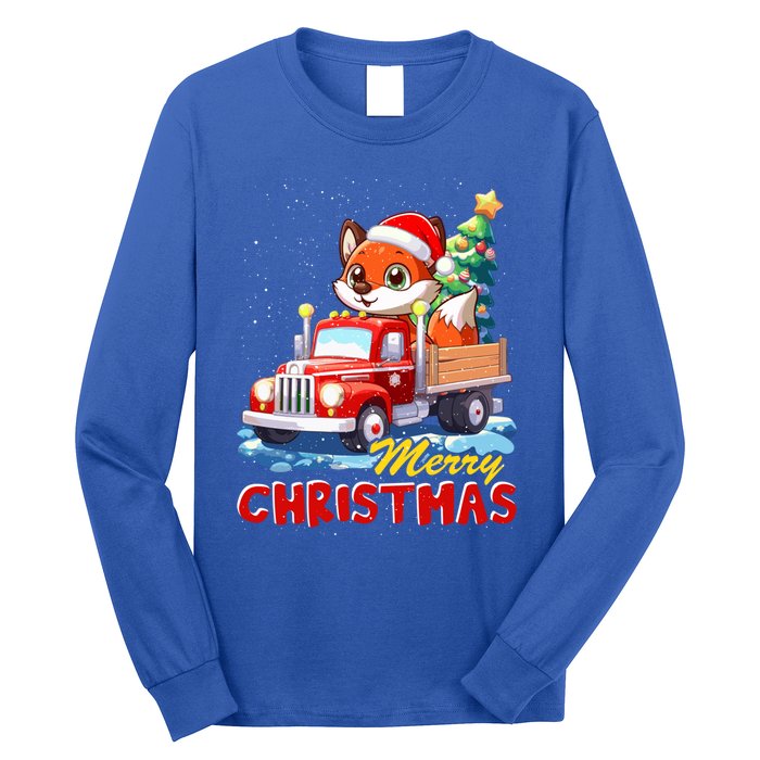 Fox Merry Christmas Tree Lights Truck Ugly Xmas Cool Gift Long Sleeve Shirt