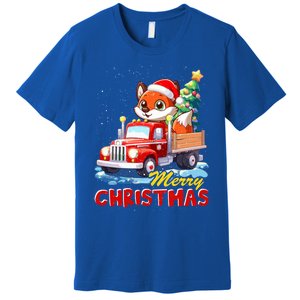 Fox Merry Christmas Tree Lights Truck Ugly Xmas Cool Gift Premium T-Shirt