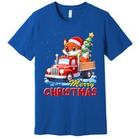 Fox Merry Christmas Tree Lights Truck Ugly Xmas Cool Gift Premium T-Shirt