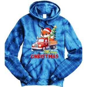 Fox Merry Christmas Tree Lights Truck Ugly Xmas Cool Gift Tie Dye Hoodie