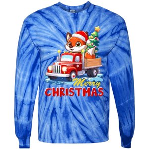 Fox Merry Christmas Tree Lights Truck Ugly Xmas Cool Gift Tie-Dye Long Sleeve Shirt