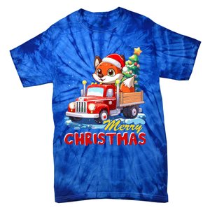 Fox Merry Christmas Tree Lights Truck Ugly Xmas Cool Gift Tie-Dye T-Shirt