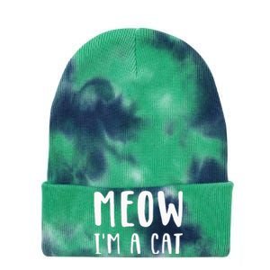 Funny Meow Cat Halloween Costume Tie Dye 12in Knit Beanie