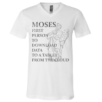 Funny Moses Christian Praise Commandments Humor V-Neck T-Shirt