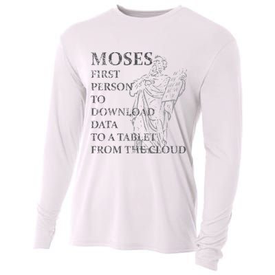 Funny Moses Christian Praise Commandments Humor Cooling Performance Long Sleeve Crew
