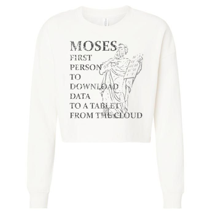 Funny Moses Christian Praise Commandments Humor Cropped Pullover Crew