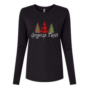 French Merry Christmas Joyeux NoëL Xmas Trees Long Sleeve Womens Cotton Relaxed Long Sleeve T-Shirt