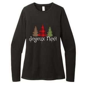 French Merry Christmas Joyeux NoëL Xmas Trees Long Sleeve Womens CVC Long Sleeve Shirt