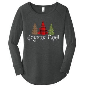 French Merry Christmas Joyeux NoëL Xmas Trees Long Sleeve Women's Perfect Tri Tunic Long Sleeve Shirt