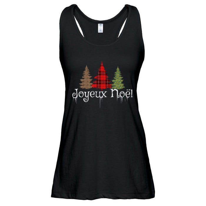 French Merry Christmas Joyeux NoëL Xmas Trees Long Sleeve Ladies Essential Flowy Tank