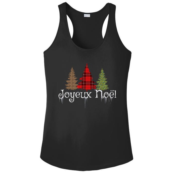 French Merry Christmas Joyeux NoëL Xmas Trees Long Sleeve Ladies PosiCharge Competitor Racerback Tank