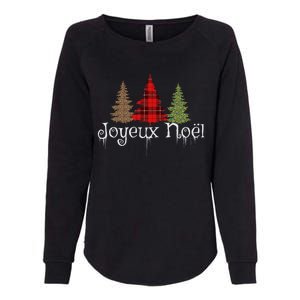 French Merry Christmas Joyeux NoëL Xmas Trees Long Sleeve Womens California Wash Sweatshirt