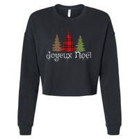 French Merry Christmas Joyeux NoëL Xmas Trees Long Sleeve Cropped Pullover Crew