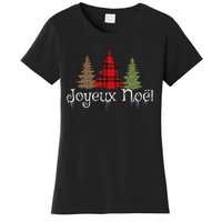 French Merry Christmas Joyeux NoëL Xmas Trees Long Sleeve Women's T-Shirt