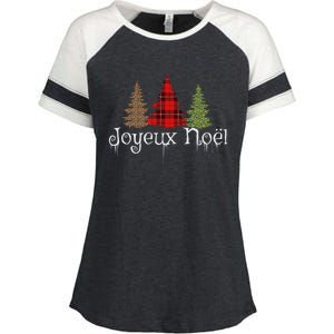 French Merry Christmas Joyeux NoëL Xmas Trees Long Sleeve Enza Ladies Jersey Colorblock Tee