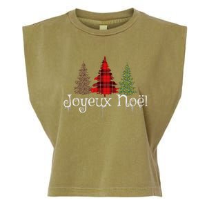 French Merry Christmas Joyeux NoëL Xmas Trees Long Sleeve Garment-Dyed Women's Muscle Tee