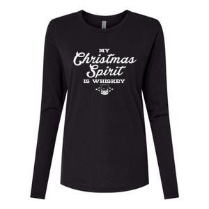 Funny My Christmas Spirit Is Whiskey Womens Cotton Relaxed Long Sleeve T-Shirt