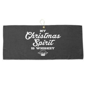 Funny My Christmas Spirit Is Whiskey Large Microfiber Waffle Golf Towel