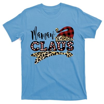 Funny Mamaw Claus Santa Hat Leopard Christmas Gift T-Shirt